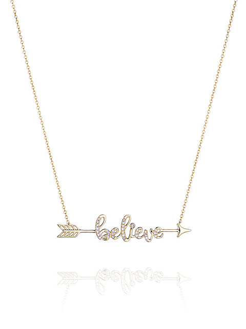 Колье с кулоном "Believe" из желтого золота с бриллиантами, 1 Колье с кулоном "Believe" из желтого золота с бриллиантами, 1
