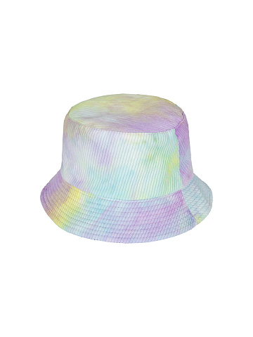 Tie-dye панама из вельвета с сиреневой вышивкой, 2