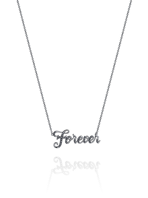 Колье с кулоном "Forever" из черненого золота с бриллиантами, 1 Колье с кулоном "Forever" из черненого золота с бриллиантами, 1