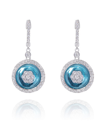 Серьги из белого золота, бриллиантов и кварца, 1