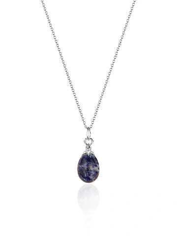 Колье из серебра с кулоном из содалита и фианитами, 1