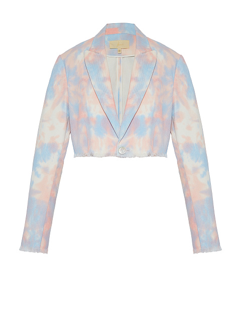 Укороченный розовый tie-dye жакет из денима, 1 Укороченный розовый tie-dye жакет из денима, 1