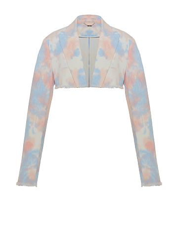 Розовый tie-dye жакет-болеро из денима, 1