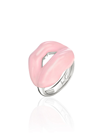 Кольцо в виде губ с эмалью Sakura Color, 1