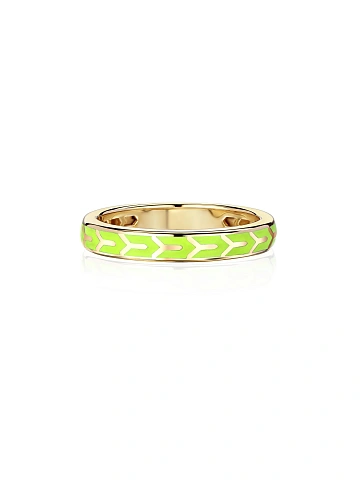 Кольцо из желтого золота с эмалью Lime Color, 2
