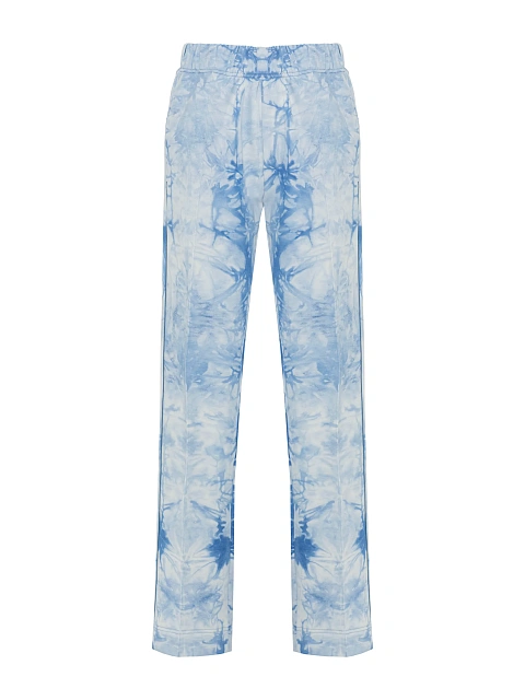 Голубой tie-dye костюм с укороченной толстовкой и вышивкой в виде васильков, 3 Голубой tie-dye костюм с укороченной толстовкой и вышивкой в виде васильков, 3