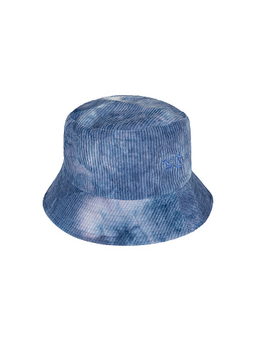 Синяя tie-dye панама из вельвета с синей вышивкой, 1