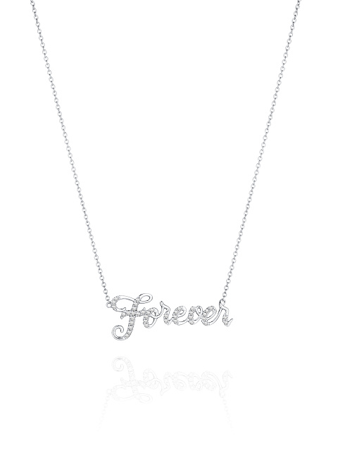 Колье с кулоном Forever из белого золота с бриллиантами, 1 Колье с кулоном Forever из белого золота с бриллиантами, 1