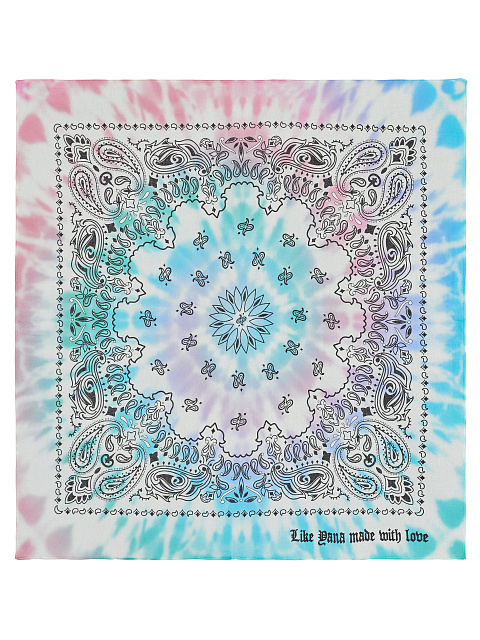 Розово-голубая хлопковая бандана Tie-Dye с узором пэйсли, 1 Розово-голубая хлопковая бандана Tie-Dye с узором пэйсли, 1